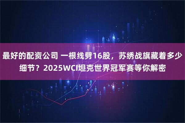 最好的配资公司 一根线劈16股，苏绣战旗藏着多少细节？2025WCI坦克世界冠军赛等你解密